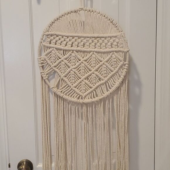 BOHEMIAN MACRAME WALL HANGING ART DREAM CATCHER BOJO CREAM NATURAL HOME DECOR - Picture 4 of 4